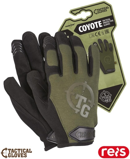 RĘKAWICE OCHRONNE TAKTYCZNE COYOTE REGULACJA NA NADGARSTKU ZIELONE