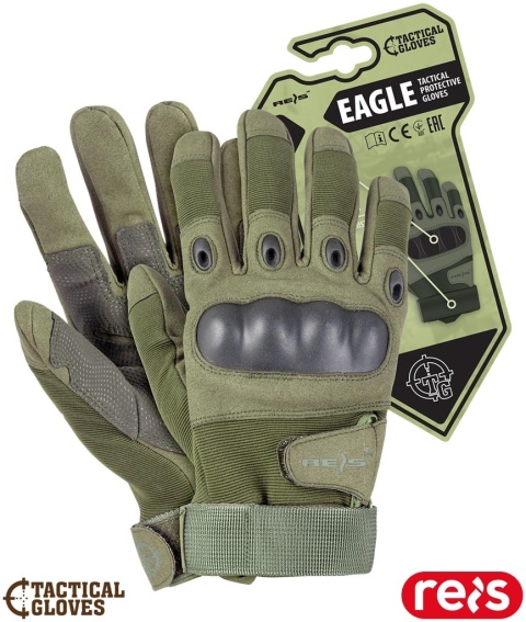 RĘKAWICE OCHRONNE TAKTYCZNE EAGLE GUMOWA WSTAWKA NA KOSTKACH ZIELONE