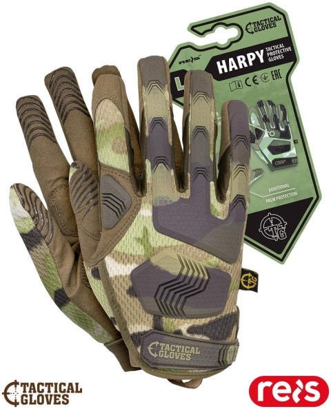 RĘKAWICE OCHRONNE TAKTYCZNE HARPY STRETCH, STRECZ, SKÓRA SYNTETYCZNA MORO
