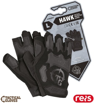 RĘKAWICE OCHRONNE TAKTYCZNE HAWK BEZ KOŃCÓWEK, TRENING, PRACA CZARNE