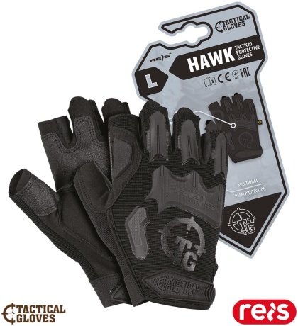 RĘKAWICE OCHRONNE TAKTYCZNE HAWK BEZ KOŃCÓWEK, TRENING, PRACA CZARNE