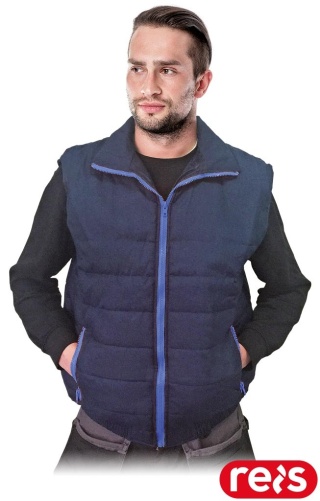 BEZRĘKAWNIK OCHRONNY OCIEPLANY PERKOZ GRANATOWO-NIEBIESKI