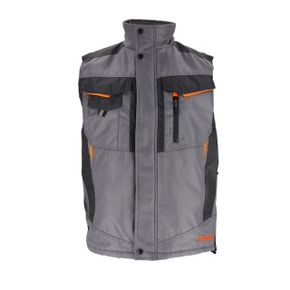 BEZRĘKAWNIK OCHRONNY OCIEPLANY ZIMOWY, MĘSKI PRO SZARO-CZARNO-POMARAŃCZOWY