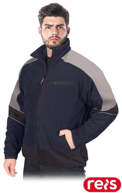 BLUZA OCHRONNA OCIEPLANA Z POLARU POLAREX PIKOWANA PODSZEWKA GRANATOWO-BEŻOWY