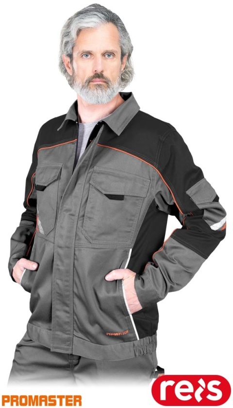 BLUZA OCHRONNA PROX SYSTEM WENTYLACJI, KIESZEŃ NA TELEFON SZARO-CZARNO-POMARAŃCZOWA