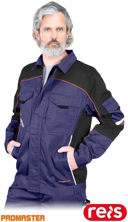 BLUZA OCHRONNA PROX SYSTEM WENTYLACJI, KIESZEŃ NA TELEFON NIEBIESKO-CZARNO-POMARAŃCZOWA