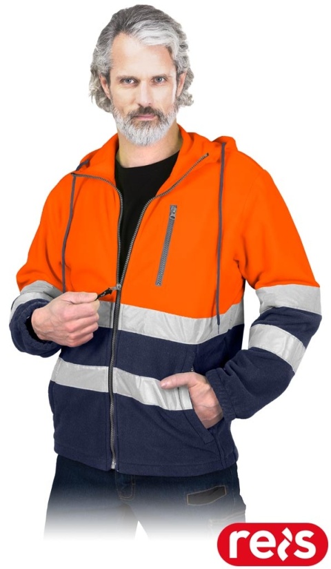 BLUZA OCHRONNA Z POLARU POLSTRIP POMARAŃCZOWO-GRANATOWA