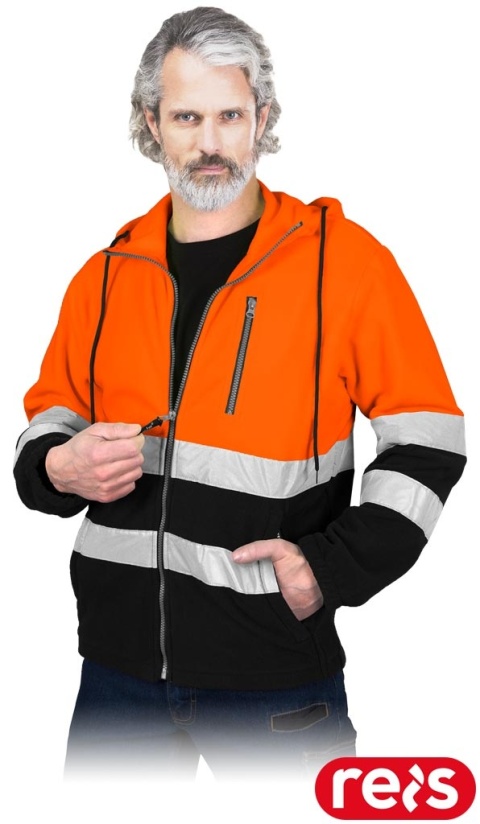 BLUZA OCHRONNA Z POLARU POLSTRIP POMARAŃCZOWO-CZARNA
