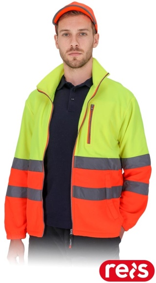 BLUZA OCHRONNA Z POLARU POLSTRIP ŻÓŁTO-POMARAŃCZOWA