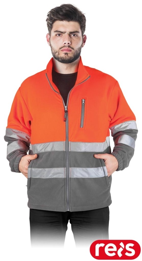 BLUZA OCHRONNA Z POLARU POLSTRIP POMARAŃCZOWO-SZARA