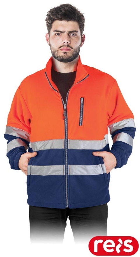 BLUZA OCHRONNA Z POLARU POLSTRIP POMARAŃCZOWO-NIEBIESKA