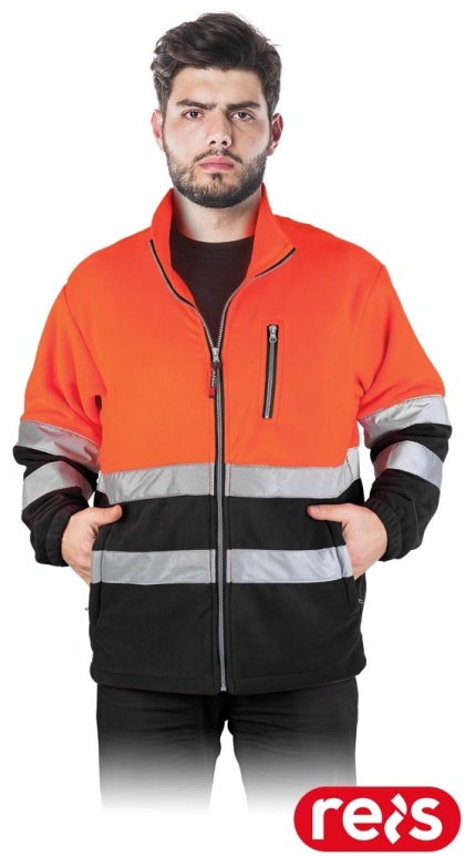 BLUZA OCHRONNA Z POLARU POLSTRIP POMARAŃCZOWO-CZARNA