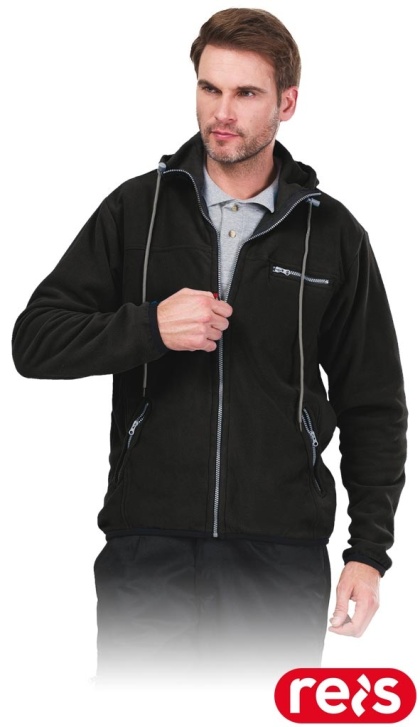 BLUZA Z POLARU OCHRONNA POLAR-HOOD Z KAPTUREM CZARNY