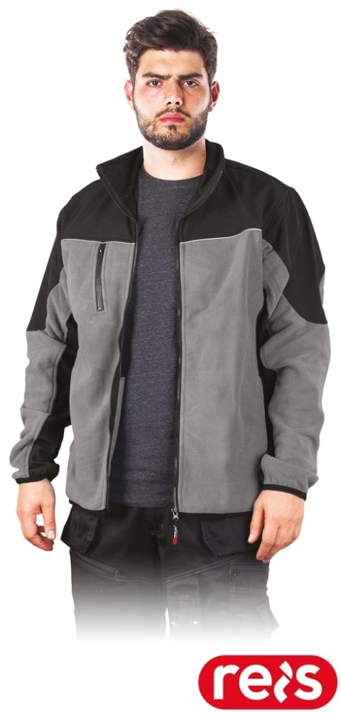 BLUZA Z POLARU OCHRONNA POLAR-SHELL SOFTSHELL ODBLASKOWE ELEMENTY SZARO-CZARNY