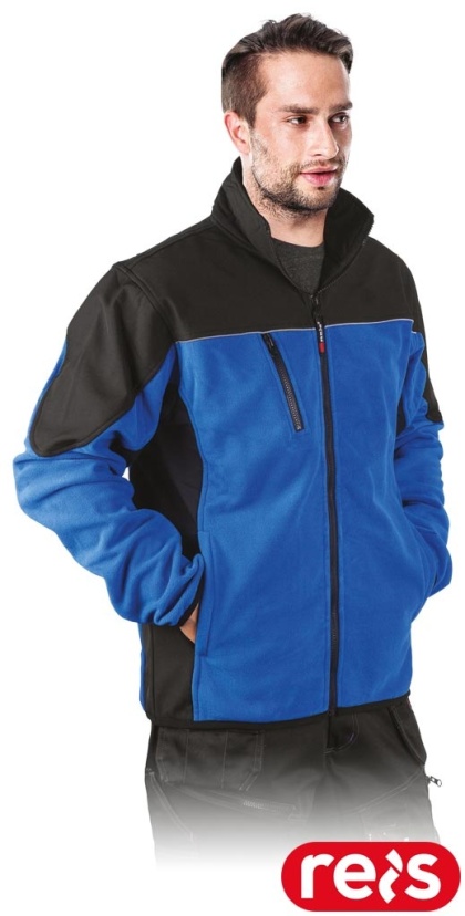 BLUZA Z POLARU OCHRONNA POLAR-SHELL SOFTSHELL ODBLASKOWE ELEMENTY NIEBIESKO-CZARNY