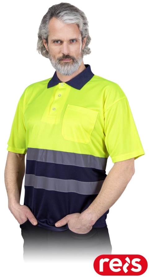 KOSZULKA POLO Z SIATKI OCHRONNA POLO-NEO ŻÓŁTO-GRANATOWA