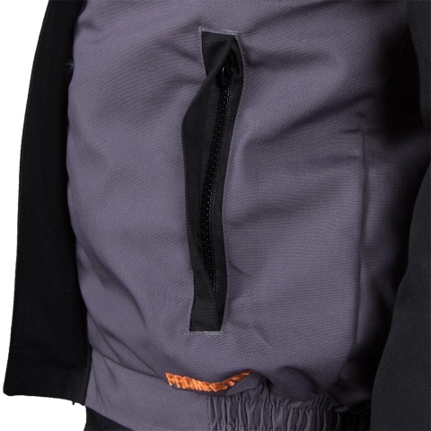 KURTKA OCHRONNA OCIEPLANA ZIMOWA, MĘSKA PRO-WIN SZARO-CZARNO-POMARAŃCZOWA