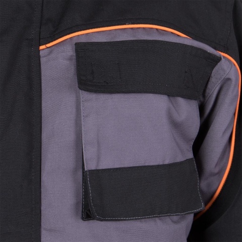 KURTKA OCHRONNA OCIEPLANA ZIMOWA, MĘSKA PRO-WIN SZARO-CZARNO-POMARAŃCZOWA