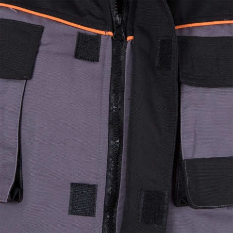 KURTKA OCHRONNA OCIEPLANA ZIMOWA, MĘSKA PRO-WIN SZARO-CZARNO-POMARAŃCZOWA