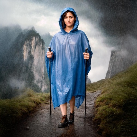 PELERYNA PONCZO OCHRONNE PRZECIWDESZCZOWE NIEBIESKIE