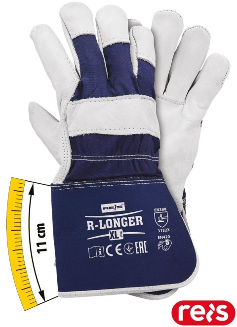 RĘKAWICE OCHRONNE R-LONGER SKÓRA BYDLĘCA LICOWA 12PAR