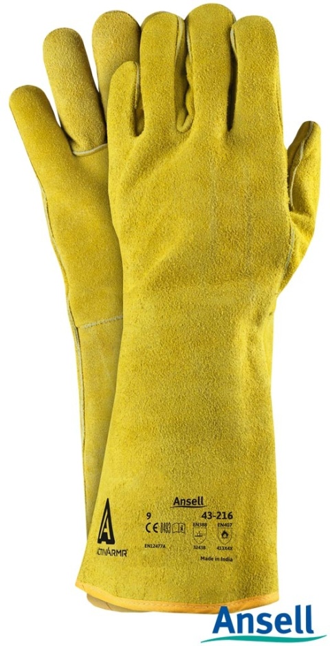 RĘKAWICE OCHRONNE RAWORKG43-216 SPAWALNICZE SKÓRA BYDLĘCA DWOINA, KEVLAR