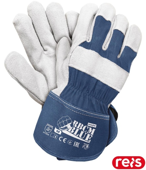 RĘKAWICE OCHRONNE RBCMBLUE SKÓRA BYDLĘCA DWOINA 12PAR