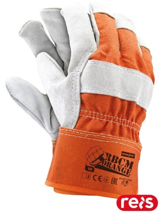 RĘKAWICE OCHRONNE RBCMORANGE SKÓRA BYDLĘCA DWOINA 12PAR