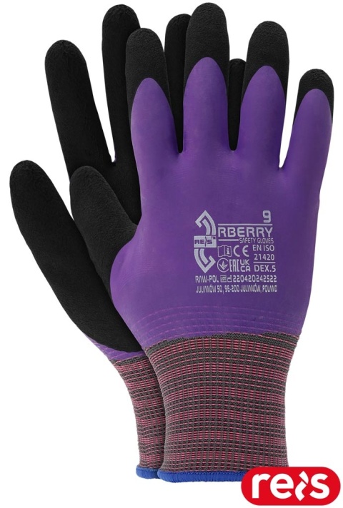RĘKAWICE OCHRONNE RBERRY POWLEKANE LATEKSEM DO PRAC TRANSPORTOWYCH 12PAR