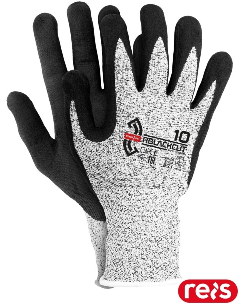 RĘKAWICE OCHRONNE RBLACKCUT ODPORNOŚĆ NA PRZECIĘCIE, CIENKI NITRYL, 12 PAR