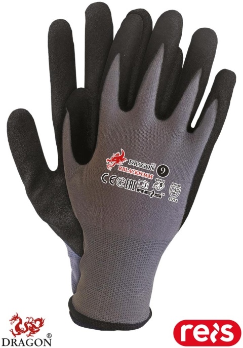 RĘKAWICE OCHRONNE RBLACKFOAM ELASTYCZNE ODPORNE NA SMARY I OLEJE , 12PAR