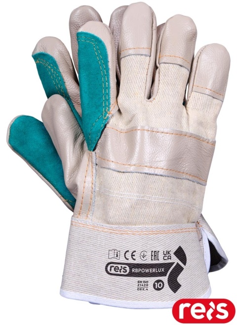 RĘKAWICE OCHRONNE RBPOWERLUX SKÓRA BYDLĘCA LICOWA 12PAR