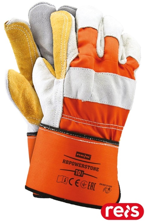 RĘKAWICE OCHRONNE RBPOWERSTONE SKÓRA BYDLĘCA DWOINA 12PAR