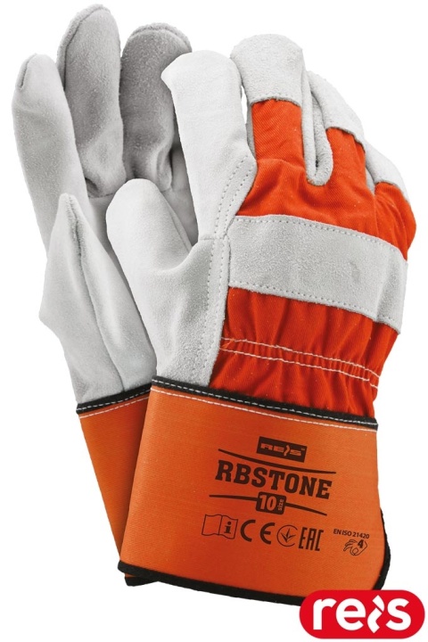 RĘKAWICE OCHRONNE RBSTONE SKÓRA BYDLĘCA DWOINA 12PAR