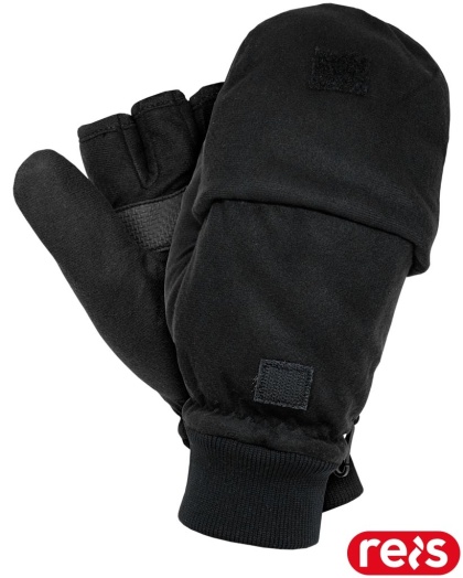 RĘKAWICE OCHRONNE RDROPO-BLACK OCIEPLANE POLAR CZARNE BEZ KOŃCÓWEK PALCÓW Z MOŻLIWOŚCIĄ ZAKRYCIA