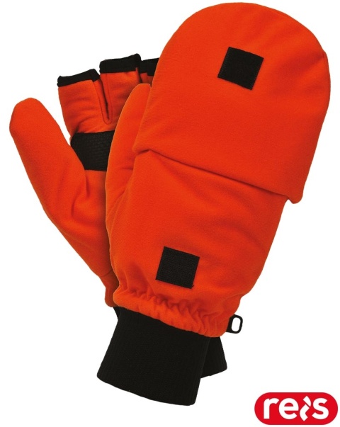 RĘKAWICE OCHRONNE RDROPO-BLACK OCIEPLANE POLAR POMARAŃCZOWE BEZ KOŃCÓWEK PALCÓW Z MOŻLIWOŚCIĄ ZAKRYCIA