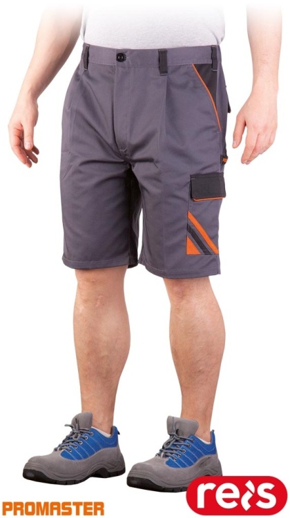 SPODNIE OCHRONNE DO PASA - KRÓTKIE PRO, GUMKA W PASIE, SZARO-CZARNO-POMARAŃCZOWE