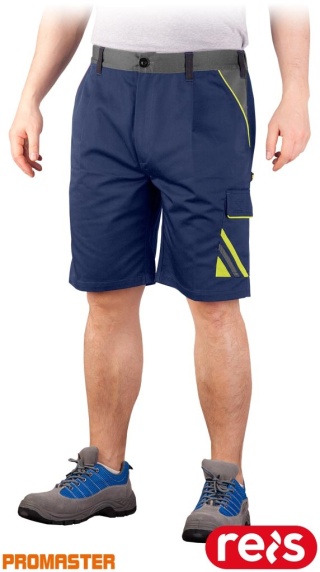 SPODNIE OCHRONNE DO PASA - KRÓTKIE PRO, GUMKA W PASIE, GRANATOWO-ŻÓŁTO-SZARE