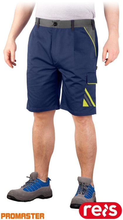 SPODNIE OCHRONNE DO PASA - KRÓTKIE PRO, GUMKA W PASIE, GRANATOWO-ŻÓŁTO-SZARE