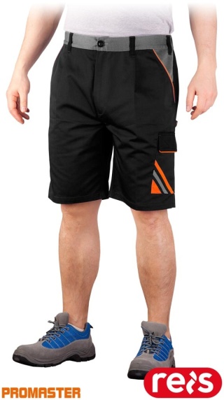 SPODNIE OCHRONNE DO PASA - KRÓTKIE PRO, GUMKA W PASIE, CZARNO-POMARAŃCZOWO-SZARE