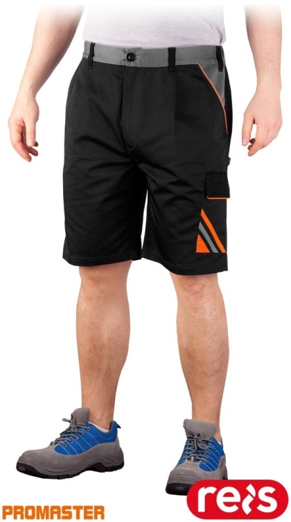 SPODNIE OCHRONNE DO PASA - KRÓTKIE PRO, GUMKA W PASIE, CZARNO-POMARAŃCZOWO-SZARE