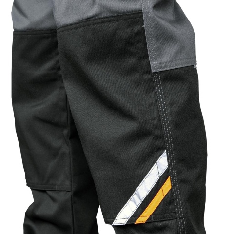 SPODNIE OCHRONNE DO PASA PROX WSTAWKI ODBLASKOWE, KIESZENIE NA NAKOLANNIKI CZARNO-POMARAŃCZOWO-SZARE
