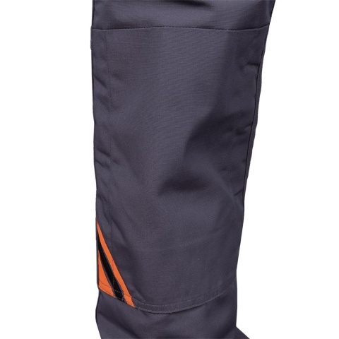 SPODNIE OCHRONNE OCIEPLANE, ZIMOWE, MĘSKIE, DO PASA PRO-WIN, WKŁADKI NA NAKOLANNIKI SZARO-CZARNO-POMARAŃCZOWE