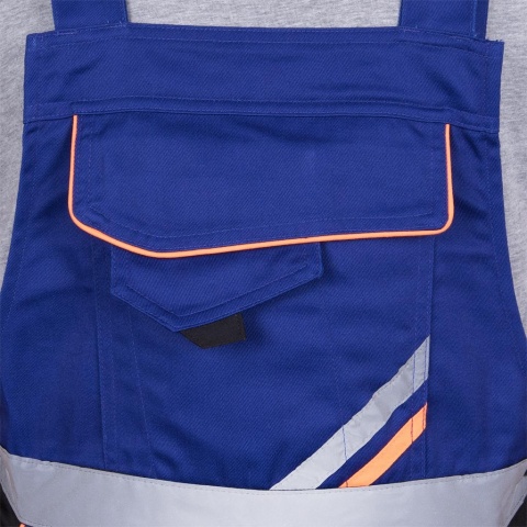 SPODNIE OCHRONNE OGRODNICZKI PROM KIESZENIE NA NAKOLANNIKI, ODBLASKI, SZARO-CZARNO-POMARAŃCZOWE