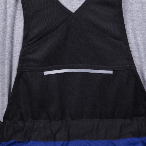 SPODNIE OCHRONNE OGRODNICZKI PROM KIESZENIE NA NAKOLANNIKI, ODBLASKI, NIEBIESKO-CZARNO-POMARAŃCZOWE