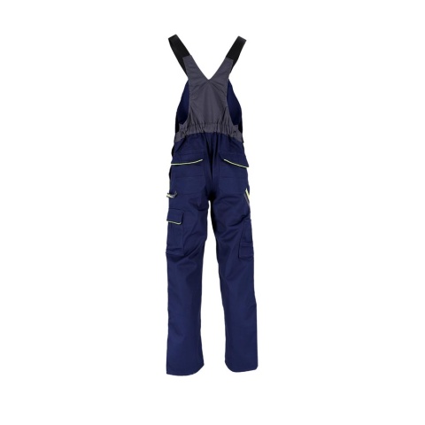 SPODNIE OCHRONNE OGRODNICZKI PRO REGULACJA W PASIE, KIESZENIE NA NAKOLANNIKI GRANATOWO-ŻÓŁTO-SZARE