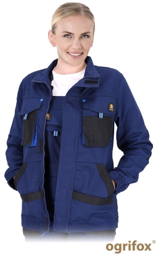 BLUZA OCHRONNA DAMSKA OX.05.852 FIO, KIESZENIE, WZMOCNIENIA NA ŁOKCIACH GRANATOWO-CZARNO-NIEBIESKA