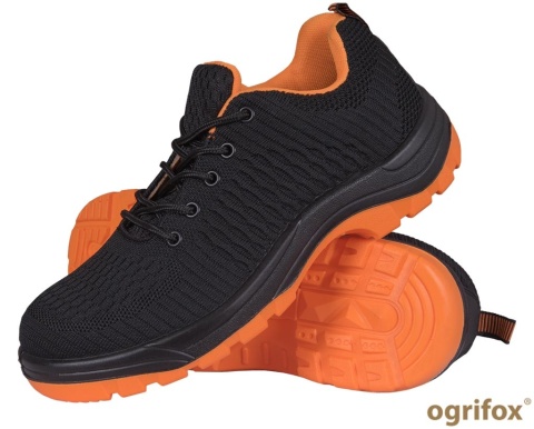 BUTY BEZPIECZNE PÓŁBUTY OX.01.202 FLY, STALOWY PODNOSEK, SB SRA CZARNO-POMARAŃCZOWE