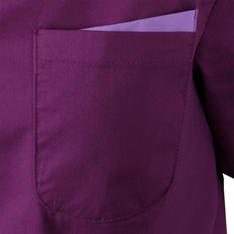 BLUZA OCHRONNA OSSIA DAMSKA Z KRÓTKIM RĘKAWEM, LABORATORA, USŁUGI KOSMETYCZNE, FIOLETOWA