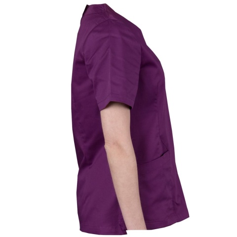 BLUZA OCHRONNA OSSIA DAMSKA Z KRÓTKIM RĘKAWEM, LABORATORA, USŁUGI KOSMETYCZNE, FIOLETOWA
